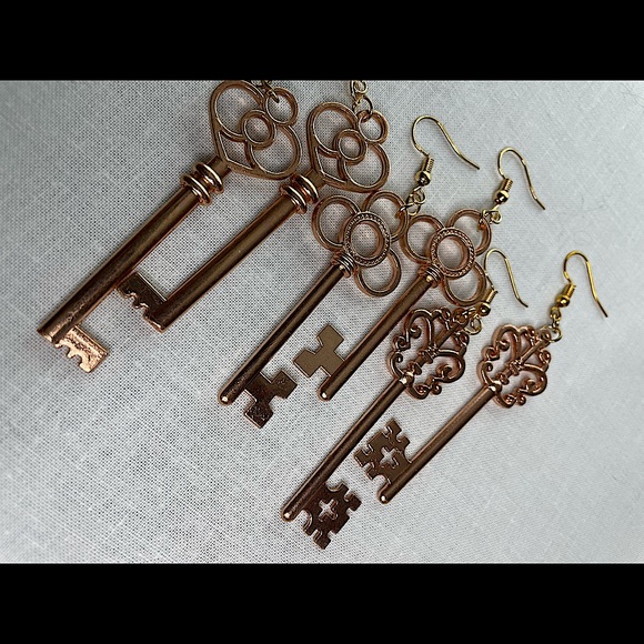 A rose gold ;She is the Key; earrings - Picture 6 of 6